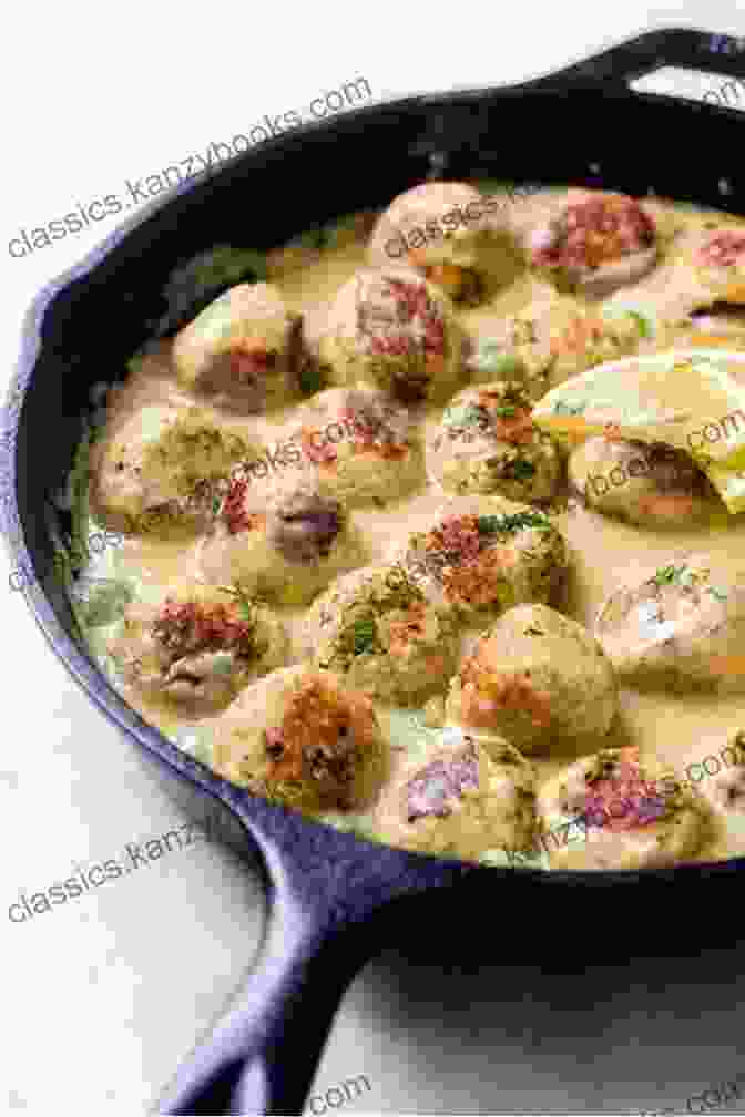 A Photo Of Chicken Meatballs Nestled In A Creamy Lemon Herb Sauce STEW RECIPES: 27 Different Recipes Beef Chicken Lamb Bratwurst Oyster Meatball Brunswick Pumpkin (Stew And Soup Recipes 1)