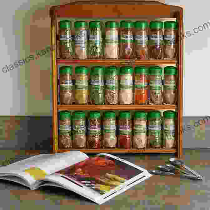 An Assortment Of Whole And Ground Spices In A Wooden Spice Rack. Making Your Own Spice Mixes Using Homemade Natural Seasonings